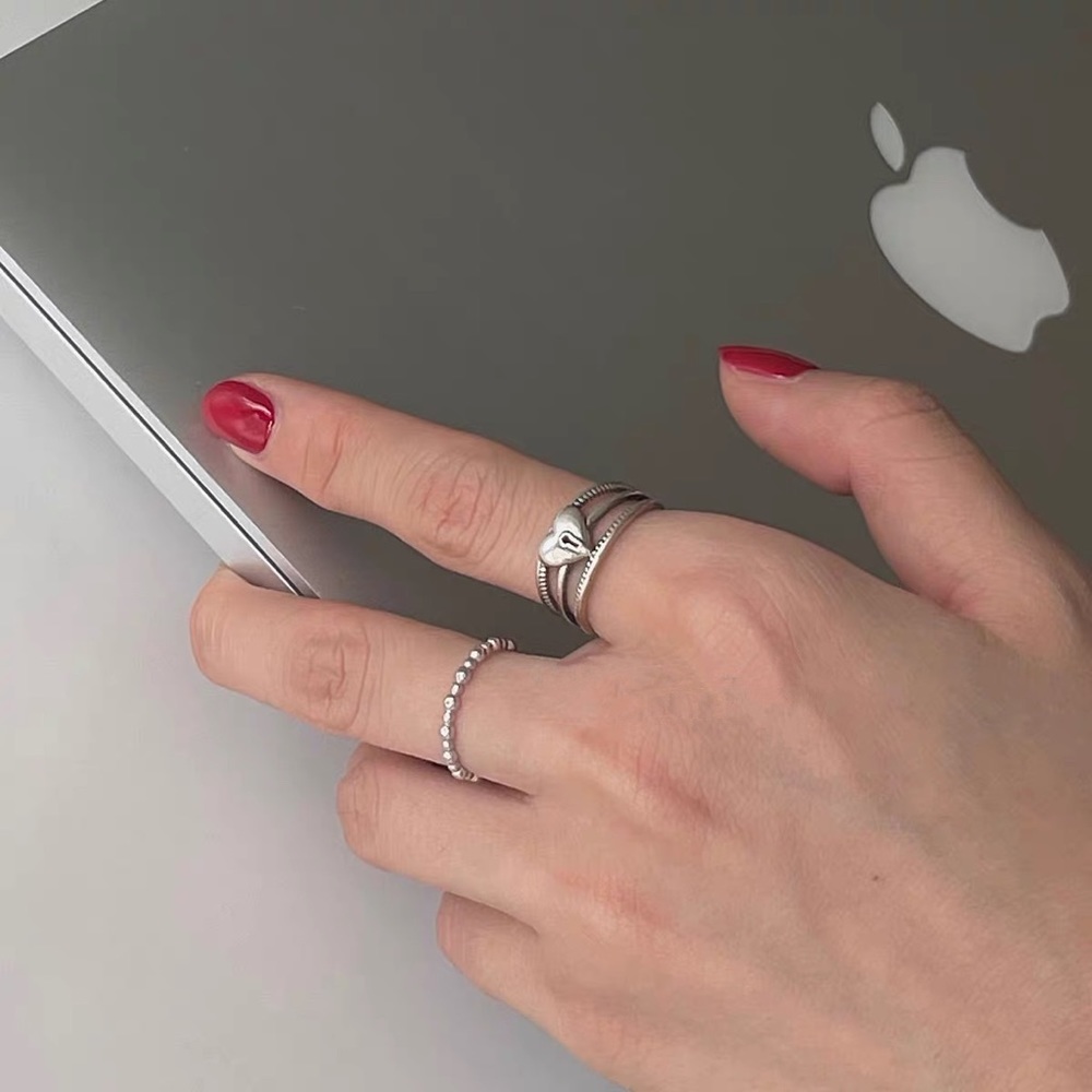 Silver heart ring, heart ring, hollow heart ring, stacking silver ring